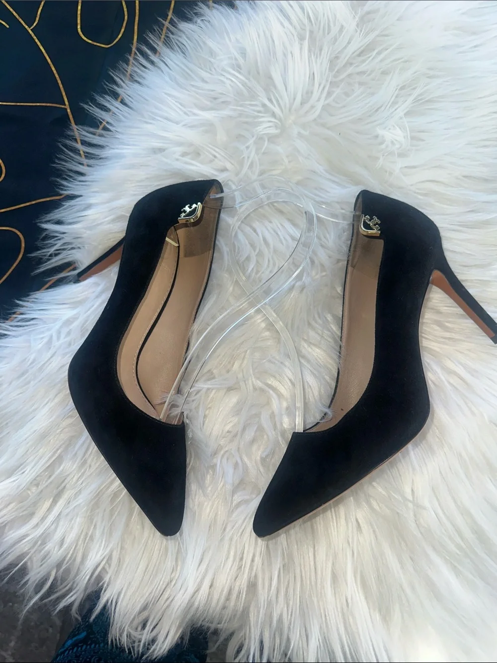 Tory Burch Women's Black Suede Pointed-Toe Stiletto Pumps